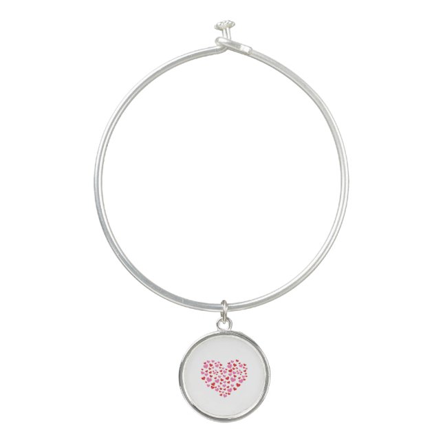 Red And Pink Hearts Bangle Bracelet (Front)