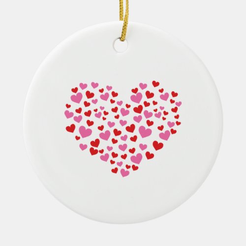 Red And Pink Hearts Ceramic Ornament