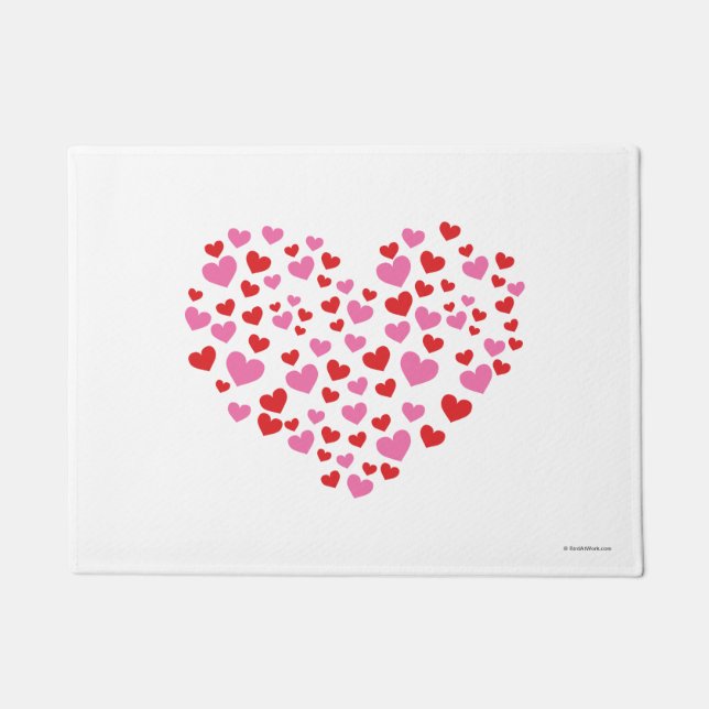 Red And Pink Hearts Doormat (Front)
