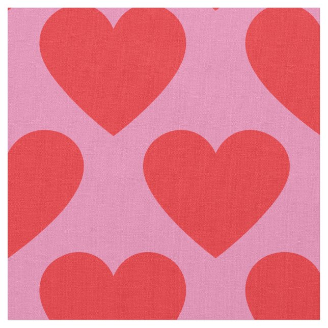 Red and Pink Hearts Fabric (Close Up)
