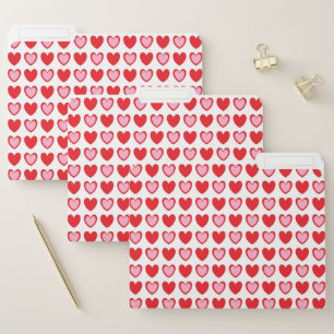 Red and Pink Hearts File Folder