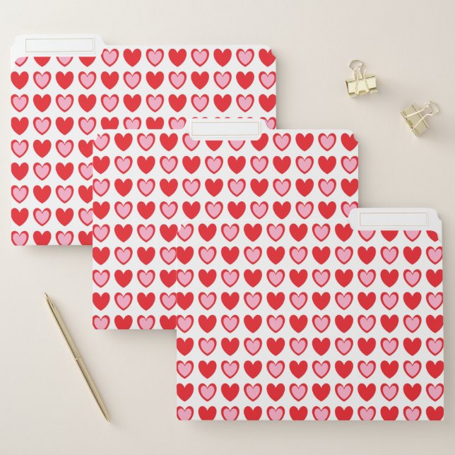 Red and Pink Hearts File Folder (Set)