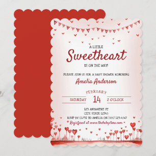 Red and Pink Hearts Little Sweetheart Baby Shower Invitation