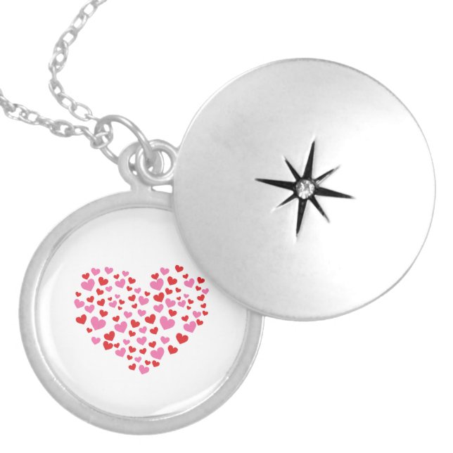 Red And Pink Hearts Locket Necklace (Front)