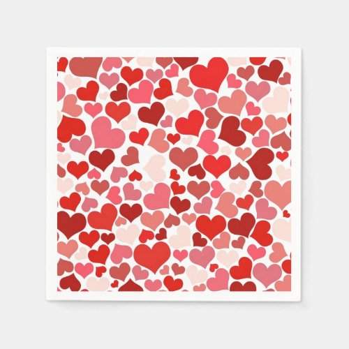 Red and Pink Hearts Mosaic Pattern Napkins