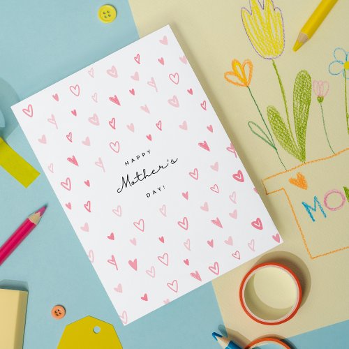 Red and Pink Hearts Mothers Day Card