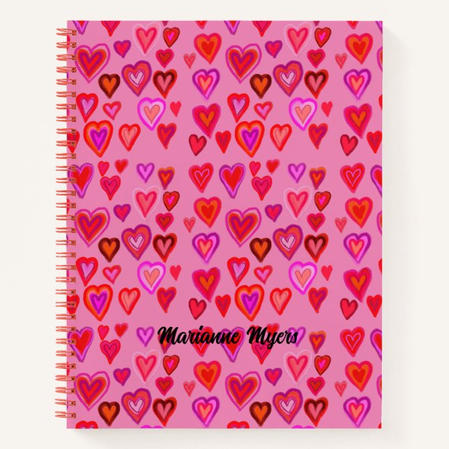 Red and pink hearts  notebook (Front)
