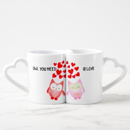 Red and Pink Hearts Owl Lovers mug