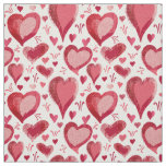 Red and Pink Hearts Pattern Drawing Fabric