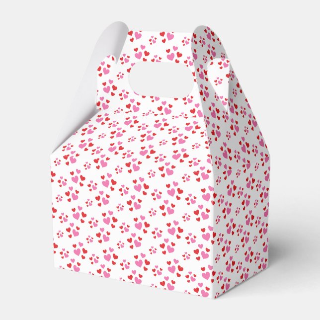 Red And Pink Hearts Pattern Favor Boxes (Front Side)