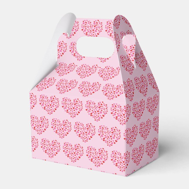 Red And Pink Hearts Pattern Favor Boxes (Front Side)