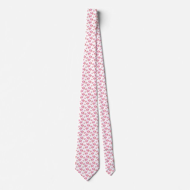 Red And Pink Hearts Pattern Neck Tie (Front)