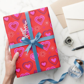 Red and Pink Hearts Romantic Valentine's Wrapping Paper