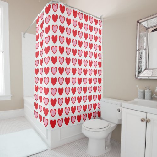 Red and Pink Hearts Shower Curtain