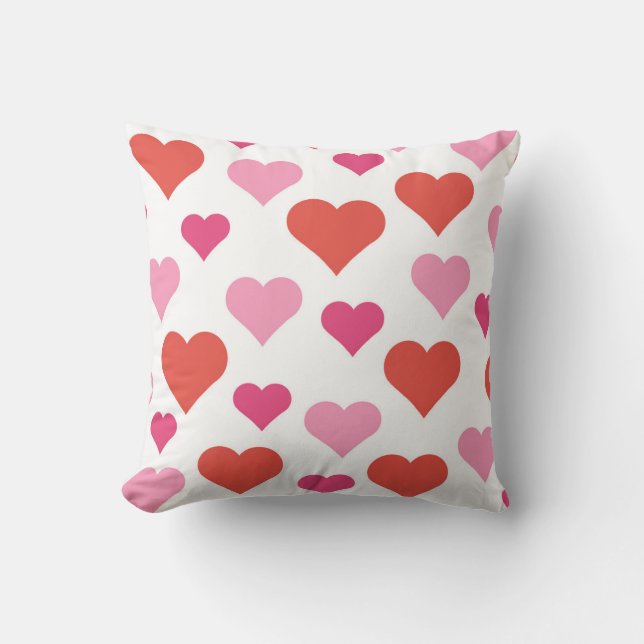 Red and Pink Hearts square pillow (Front)