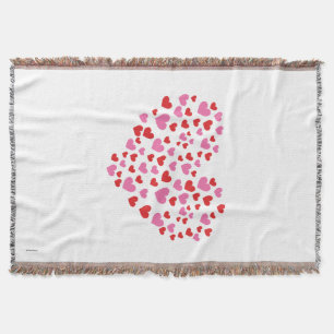 Red And Pink Hearts Throw Blanket
