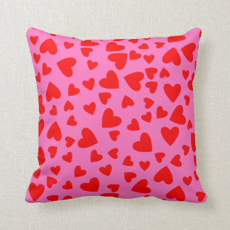 Red and Pink Hearts Throw Pillow