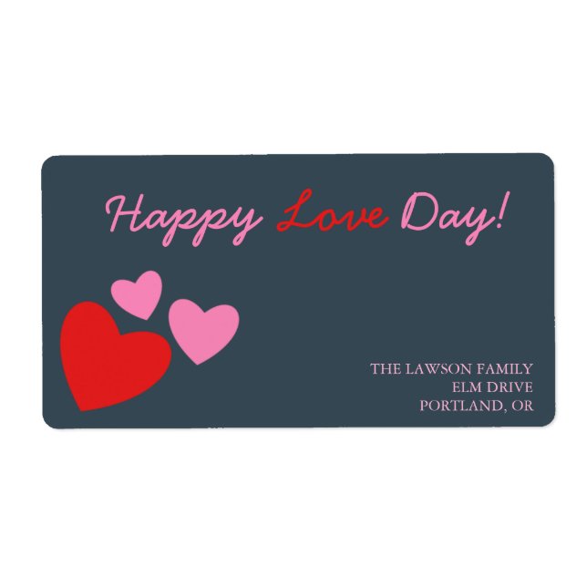 Red and Pink Hearts -valentine 's day label (Front)