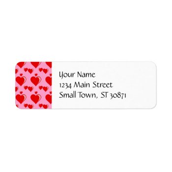 Red And Pink Hearts Valentine's Day Pattern Label by PrettyPatternsGifts at Zazzle