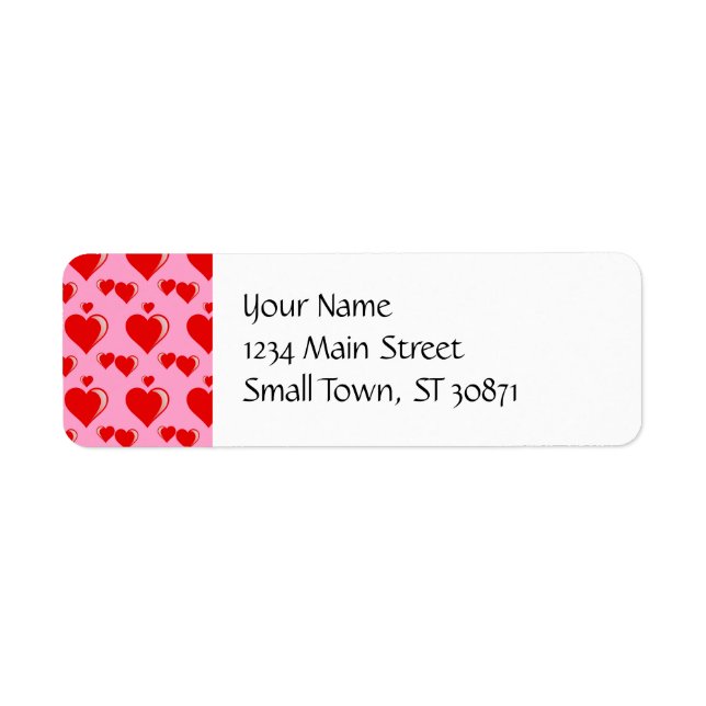 Red and Pink Hearts Valentine's Day Pattern Label (Front)