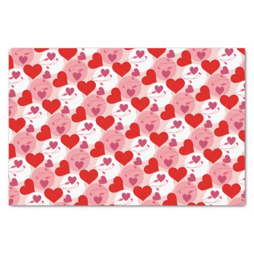 Red and Pink Hearts Valentines Day Pattern Romance Tissue Paper