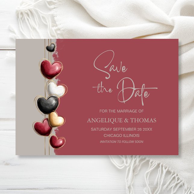 Red and Pink Hearts Wedding Save the Date (Creator Uploaded)
