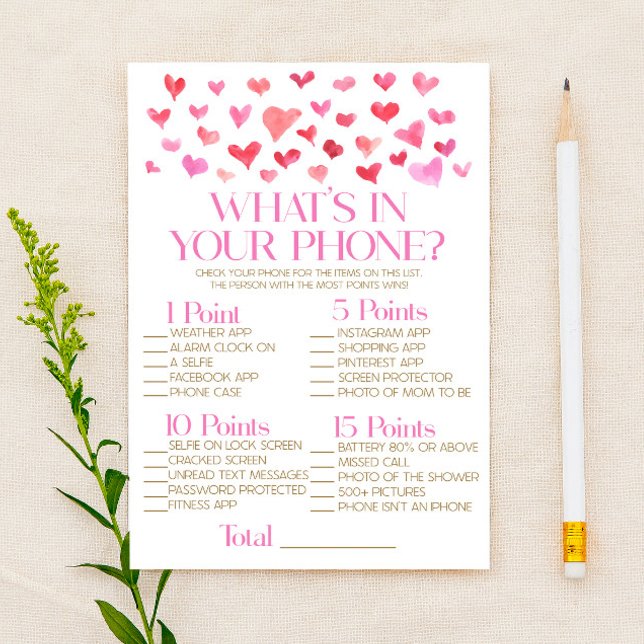 Red and Pink In Your Phone Baby Shower Game Stationery (Creator Uploaded)