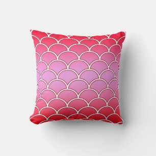 Red and Pink Japanese Wave Pattern Decor Pillow