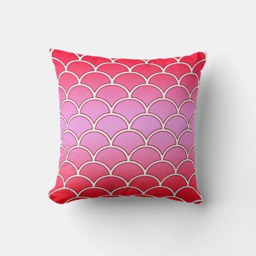 Red and Pink Japanese Wave Pattern Decor Pillow