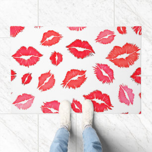 Red and Pink Lip Pattern Art Doormat