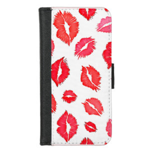 Red and Pink Lip Pattern Art iPhone 8/7 Wallet Case