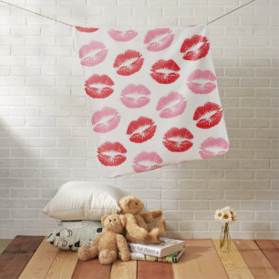 Red and Pink Lips, Pattern Of Lips, Lipstick, Kiss Baby Blanket