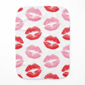 Red and Pink Lips, Pattern Of Lips, Lipstick, Kiss Baby Burp Cloth