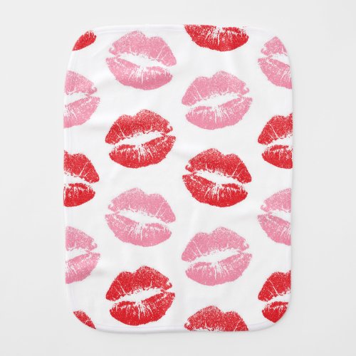 Red and Pink Lips Pattern Of Lips Lipstick Kiss Baby Burp Cloth