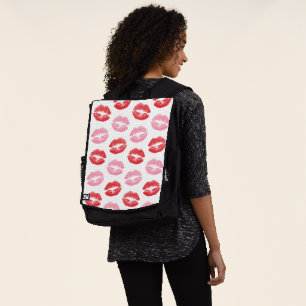 Red and Pink Lips, Pattern Of Lips, Lipstick, Kiss Backpack