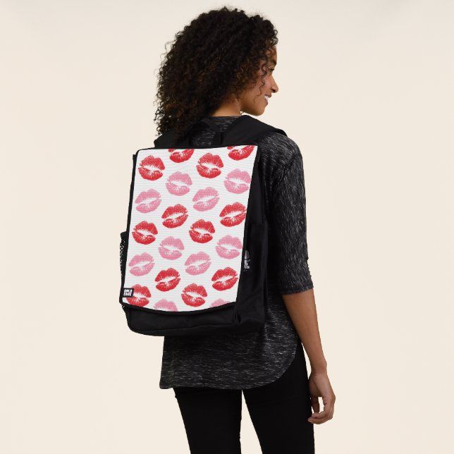 Red and Pink Lips, Pattern Of Lips, Lipstick, Kiss Backpack (Worn)