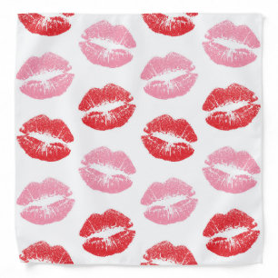 Red and Pink Lips, Pattern Of Lips, Lipstick, Kiss Bandana