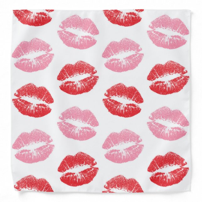 Red and Pink Lips, Pattern Of Lips, Lipstick, Kiss Bandana (Front)