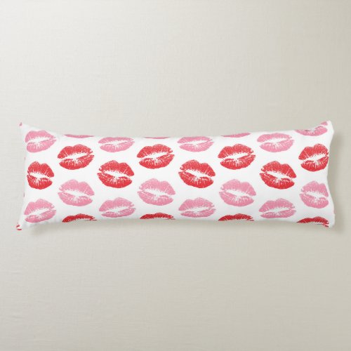 Red and Pink Lips Pattern Of Lips Lipstick Kiss Body Pillow