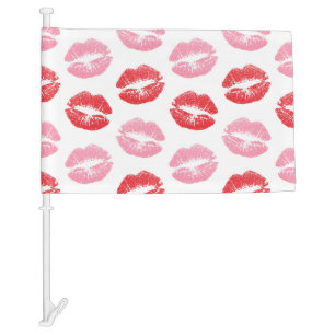 Red and Pink Lips, Pattern Of Lips, Lipstick, Kiss Car Flag