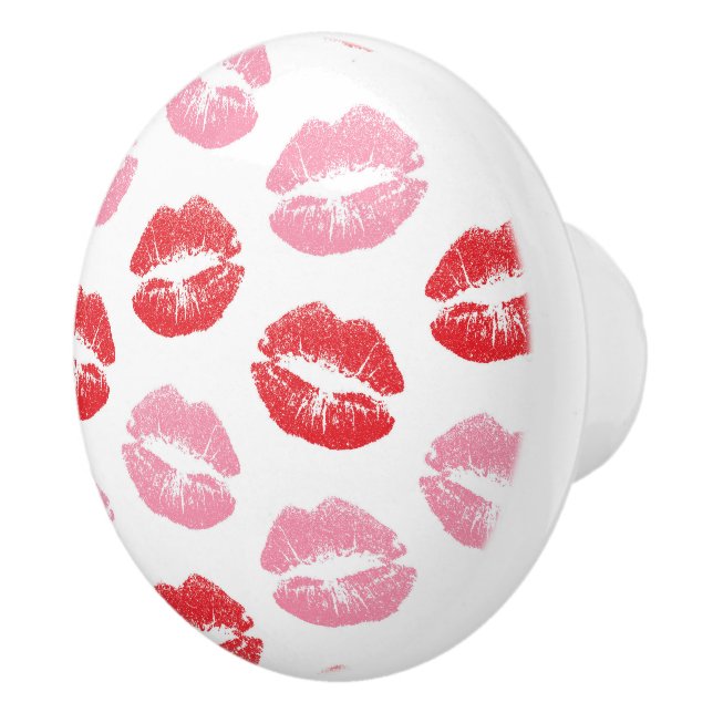 Red and Pink Lips, Pattern Of Lips, Lipstick, Kiss Ceramic Knob (Right)