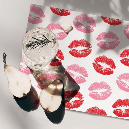 Red and Pink Lips Pattern Of Lips Lipstick Kiss Cloth Placemat