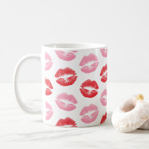Red and Pink Lips, Pattern Of Lips, Lipstick, Kiss Coffee Mug