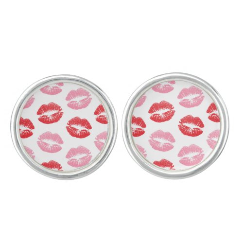 Red and Pink Lips Pattern Of Lips Lipstick Kiss Cufflinks