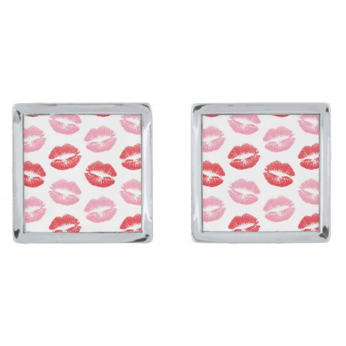 Red and Pink Lips Pattern Of Lips Lipstick Kiss Cufflinks