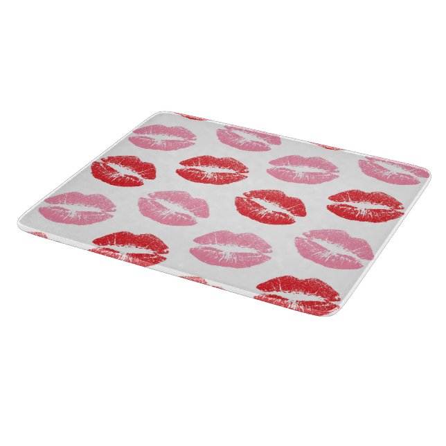 Red and Pink Lips, Pattern Of Lips, Lipstick, Kiss Cutting Board (Corner)