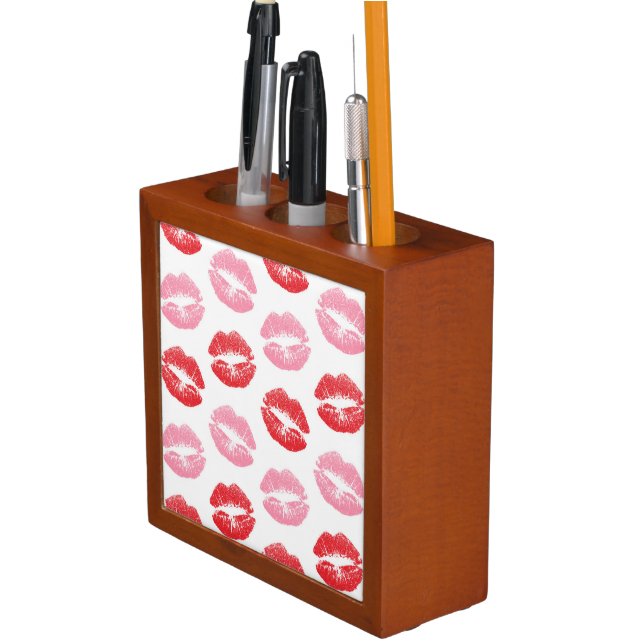 Red and Pink Lips, Pattern Of Lips, Lipstick, Kiss Desk Organizer (In Situ)