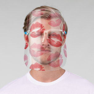 Red and Pink Lips, Pattern Of Lips, Lipstick, Kiss Face Shield