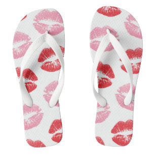 Red and Pink Lips, Pattern Of Lips, Lipstick, Kiss Flip Flops