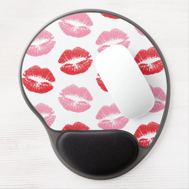 Red and Pink Lips, Pattern Of Lips, Lipstick, Kiss Gel Mouse Pad (Left Side)